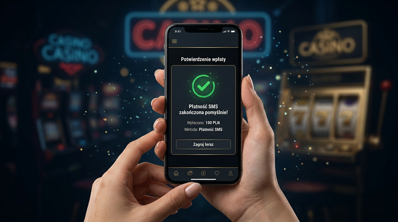 Smartfon z aplikacją kasyna online i potwierdzeniem płatności