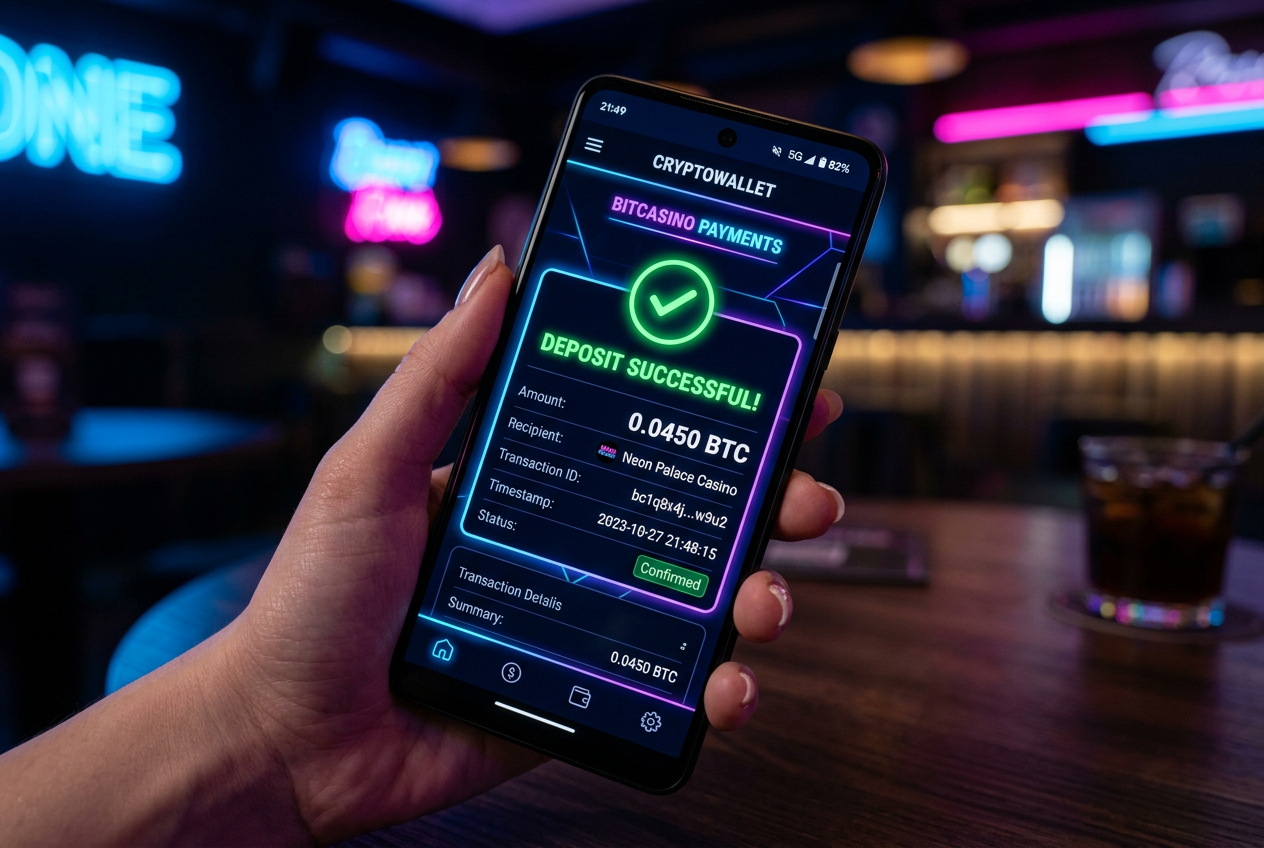 Modern mobile crypto wallet app showing a successful cryptocurrency deposit transaction